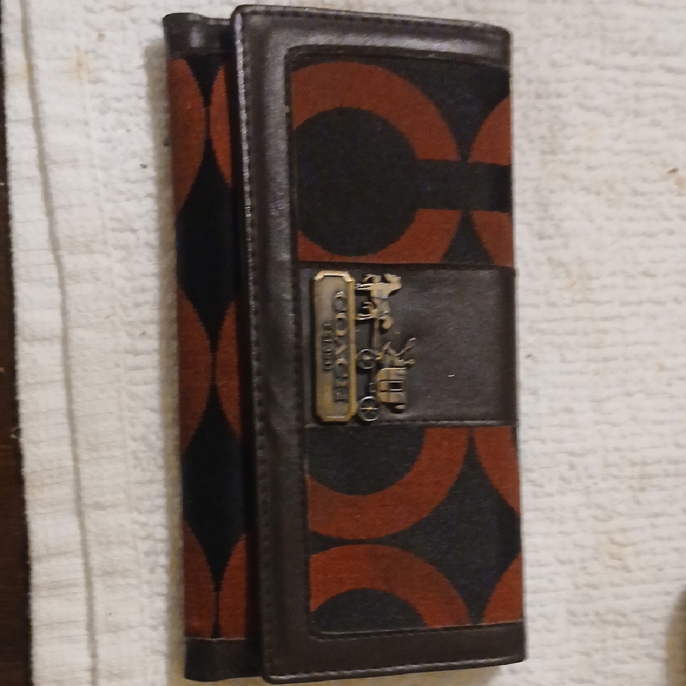 Coach Black and Brown Circle Pattern Wallet